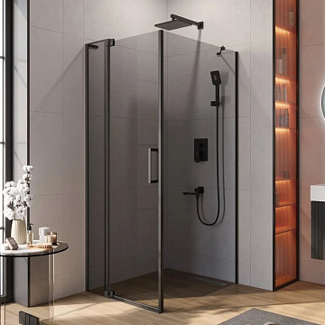 Душевой уголок Cezares Slider AH 1 100-70/80 Grigio Nero профиль черный, стекло серое