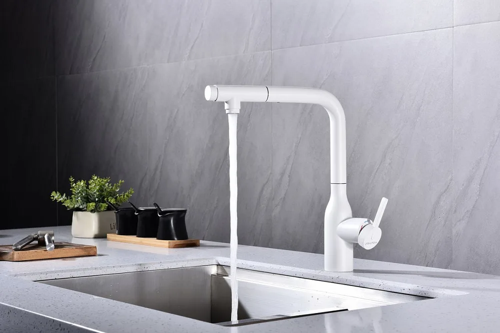 Смеситель для кухни Paulmark Viper Vi213105-WH матовый белый Sancos — официальный сайт