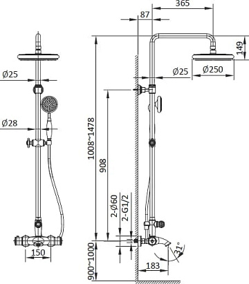 Душевая стойка AltroBagno Beatrice 030406 Cr, хром
