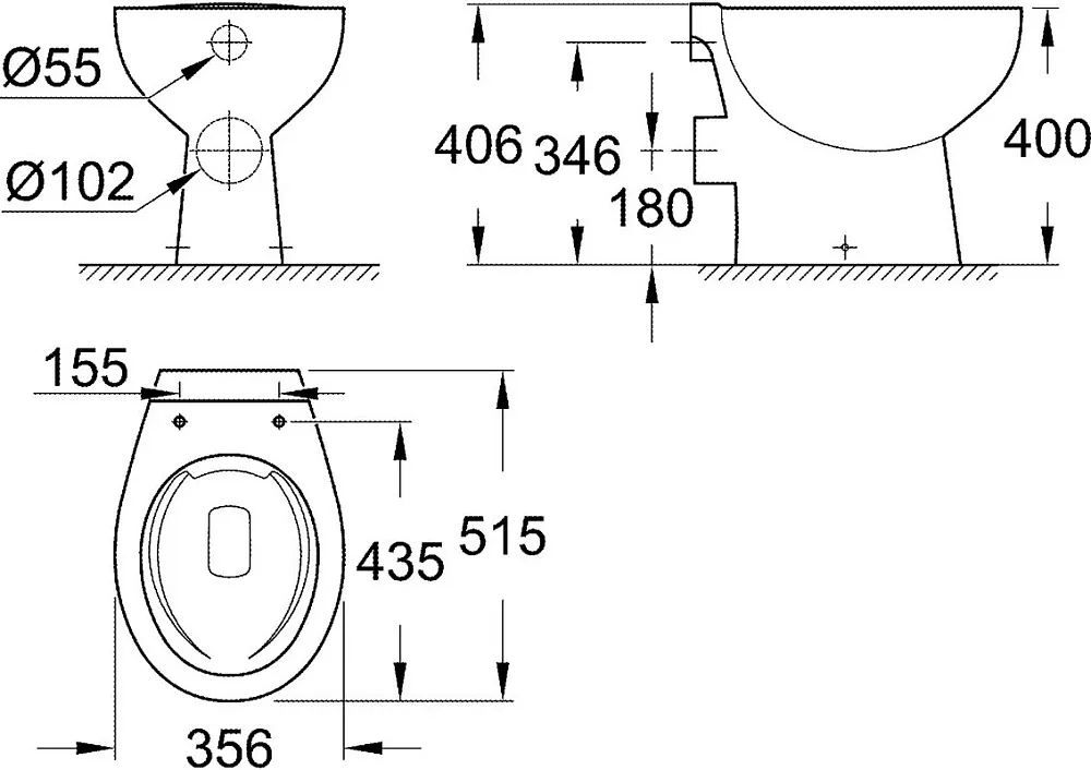Унитаз приставной напольный Grohe Bau Ceramic 39430000 Sancos — официальный сайт