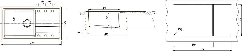 Мойка кухонная Florentina Комби 860 жасмин Sancos — официальный сайт