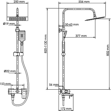 Душевая стойка Wasserkraft A27701, черная матовая