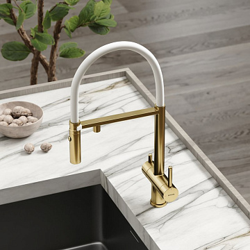 Смеситель для кухни Sancos Imola SC4010BG с гибким изливом, брашированное золото
