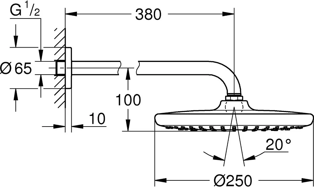 Верхний душ Grohe Tempesta 250 26668000 Sancos — официальный сайт