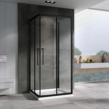 Душевой уголок Abber Schwarzer Diamant AG02090BH-S90B 90x90, профиль черный, стекло прозрачное