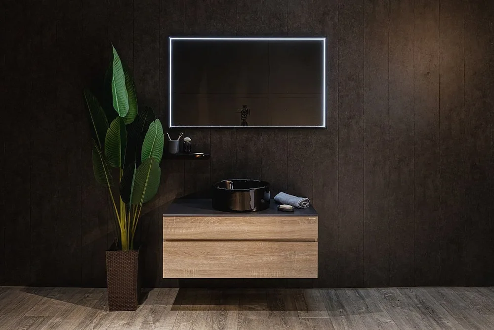 Зеркало Art&Max Aversa 120х70 черное, с LED-подсветкой, 6000К Sancos — официальный сайт