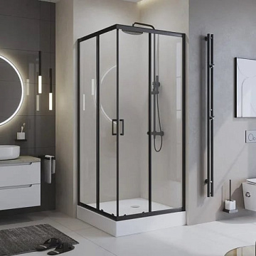 Душевой уголок BelBagno Uno -195 A 2 90 C Nero профиль черный, стекло прозрачное