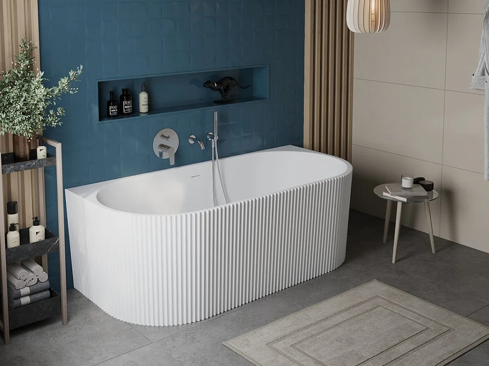 Акриловая ванна BelBagno Uno BB713 170x80 см, пристенная, белая матовая, на ножках, со сливом-перели Sancos — официальный сайт