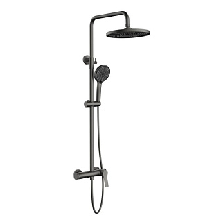 Душевая стойка Vincea Arco VSFS-4AR1GM, с изливом, вороненая сталь