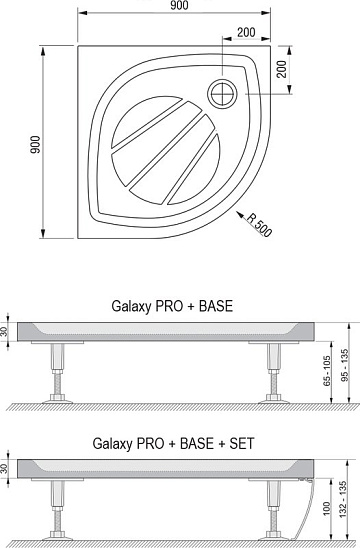 Поддон для душа Ravak Galaxy Pro Elipso Pro-90
