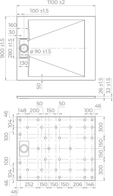 Поддон для душа RGW TUS W 110x90