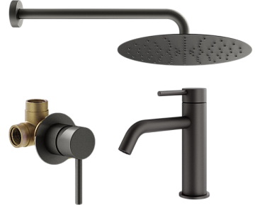 Комплект для ванной Plumberia Selection Ixo KITXO01GR53 С ВНУТРЕННЕЙ ЧАСТЬЮ, графит матовый