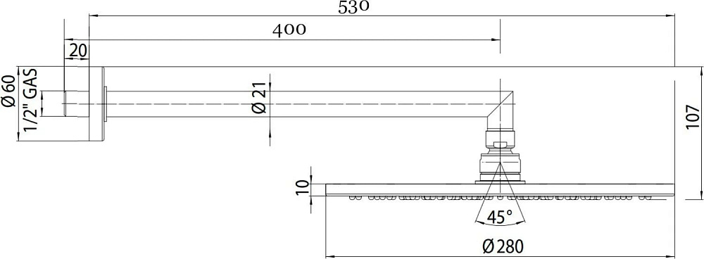 Верхний душ Bossini Cosmo H70596I.073 черный матовый