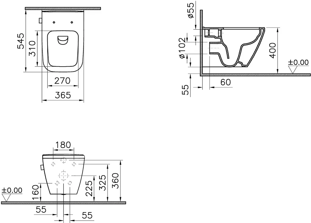 Чаша для унитаза подвесного VitrA Integra Square 7082B003-0075 Sancos — официальный сайт