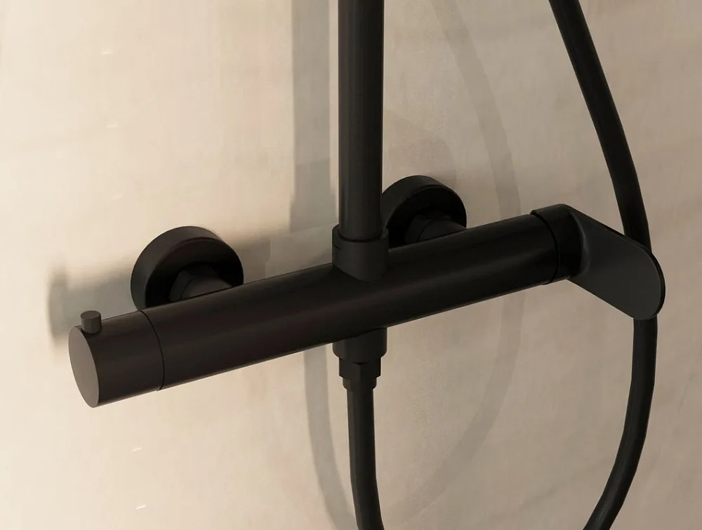 Душевая стойка Vincea Rondo VSFS-1R0MB без излива, черный матовый Sancos — официальный сайт