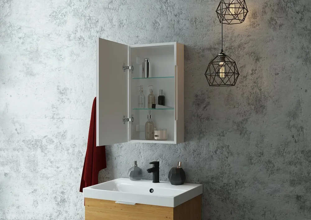 Зеркало-шкаф Art&Max Techno 35 L с подсветкой, белое Sancos — официальный сайт