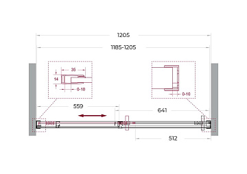 Душевая дверь в нишу BelBagno Soft Close-1 BF-1-120-C-GM профиль оружейная сталь