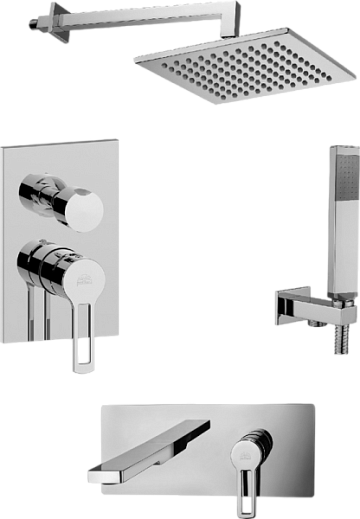 Комплект для ванной Paffoni Ringo KITRIN018CR105 С ВНУТРЕННЕЙ ЧАСТЬЮ, верхний душ 20 см, хром