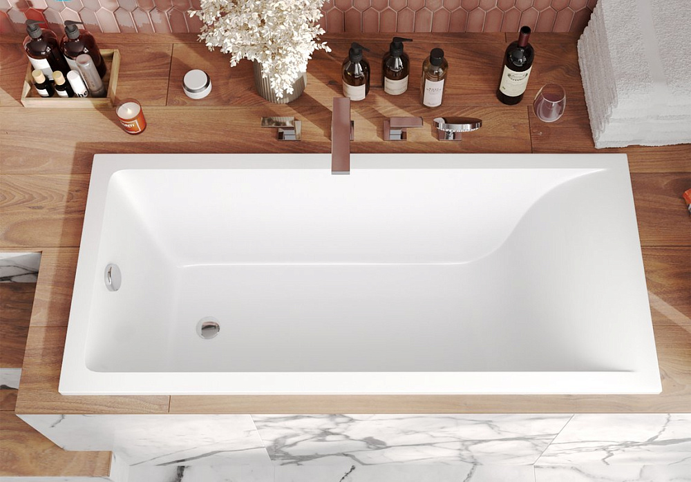 Ванна из искусственного камня Marmo Bagno Алесса 170x75 см, встраиваемая, белая, на ножках