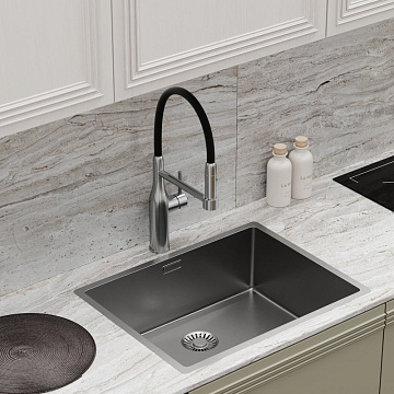 Смеситель для кухни Sancos Pride SC4011BNG с гибким изливом, нержавеющая сталь