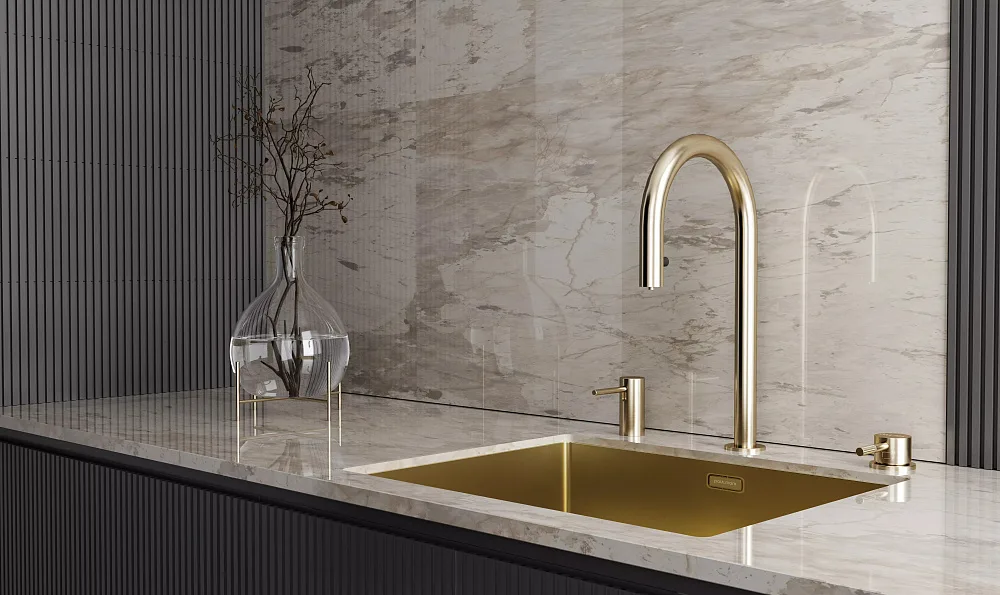 Дозатор для кухонной мойки,Paulmark Stork D006-LG светлое золото Sancos — официальный сайт