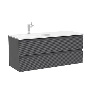 Тумба под раковину Sancos Folk 120 подвесная левая Grey soft (темно-серый), FL120LGS