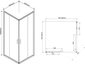Душевой уголок Vincea Garda VSS-1G800CL 80x80, профиль хром, стекло прозрачное