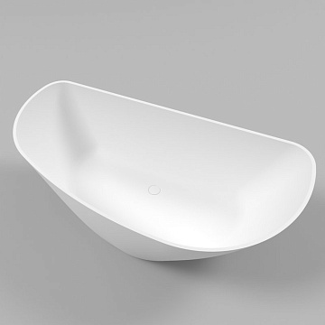 Ванна из искусственного камня WHITECROSS Topaz 170x80 см, отдельностоящая, матовая белая, асимметрич