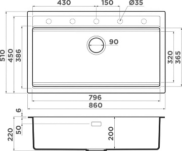 Мойка кухонная Omoikiri Kitagawa 86-LB leningrad grey