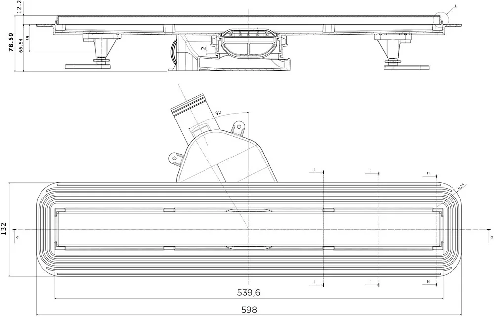 Душевой трап (лоток) BETTOSERB Frameless Line 550 черный матовый Sancos — официальный сайт