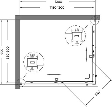 Душевой уголок Cezares Relax RELAX-304-AH-2-120/90-C-CR 120x90, профиль глянцевый хром