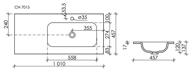Мебельная раковина Ceramicanova Grace прямоугольная черная матовая 101 см CN7015MB Sancos — Оригинал