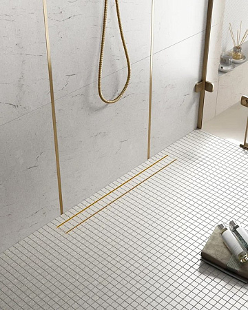 Душевой трап (лоток) Timo Drain Systems DS230207/17 700 двусторонняя панель plate под плитку, золото