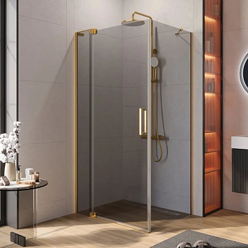 Душевой уголок Cezares Slider AH 1 100-70/80 GRIGIO BORO профиль брашированное золото, стекло серое