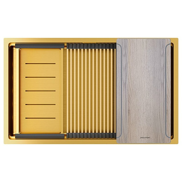 Мойка кухонная Paulmark Next-Multi Sink 74 UNI PM787445-BG брашированное золото