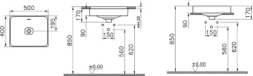 Накладная раковина VitrA Metropole 7534B003-0673 50 см, белая