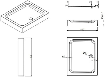 Душевой уголок Esbano ESR-8022 100x80,с поддоном