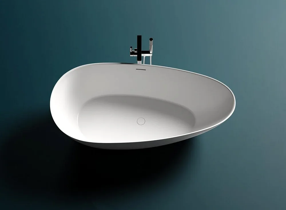 Ванна из искусственного камня Salini Paola In S-Sense 160x75 см, отдельностоящая, белая, овальная, с Sancos — официальный сайт