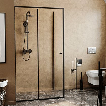 Душевая дверь в нишу Wasserkraft Dill 61S05 120 см, профиль матовый черный, стекло прозрачное