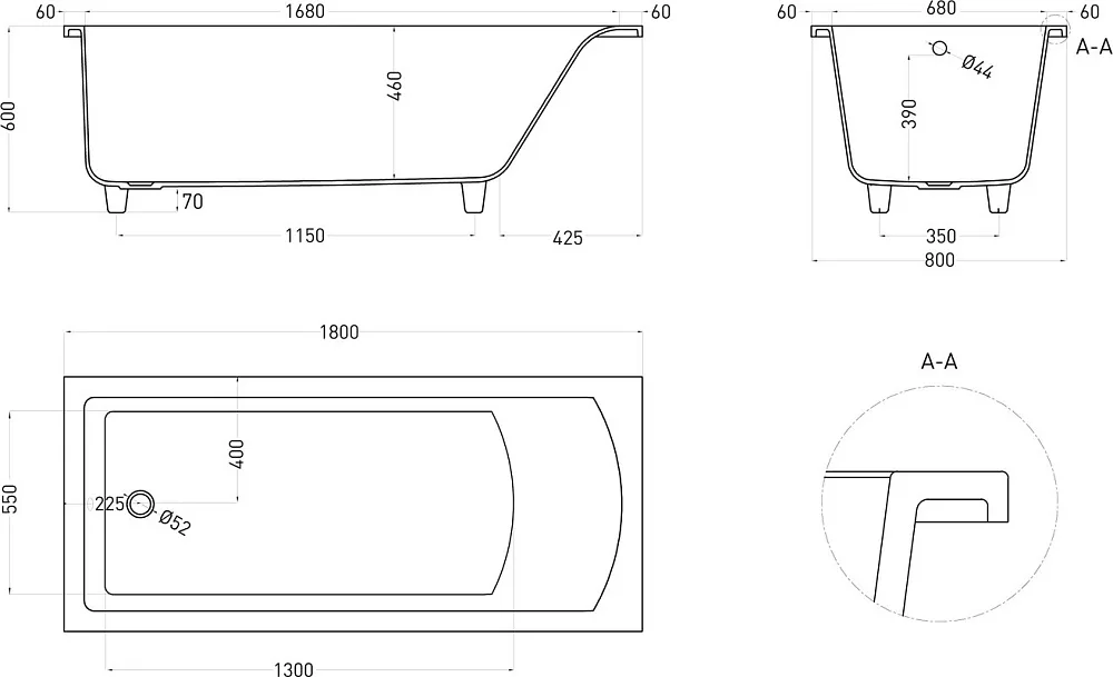 Ванна из искусственного камня Salini Cascata S-Sense 180x80 см, встраиваемая, матовая белая, на ножк Sancos — официальный сайт