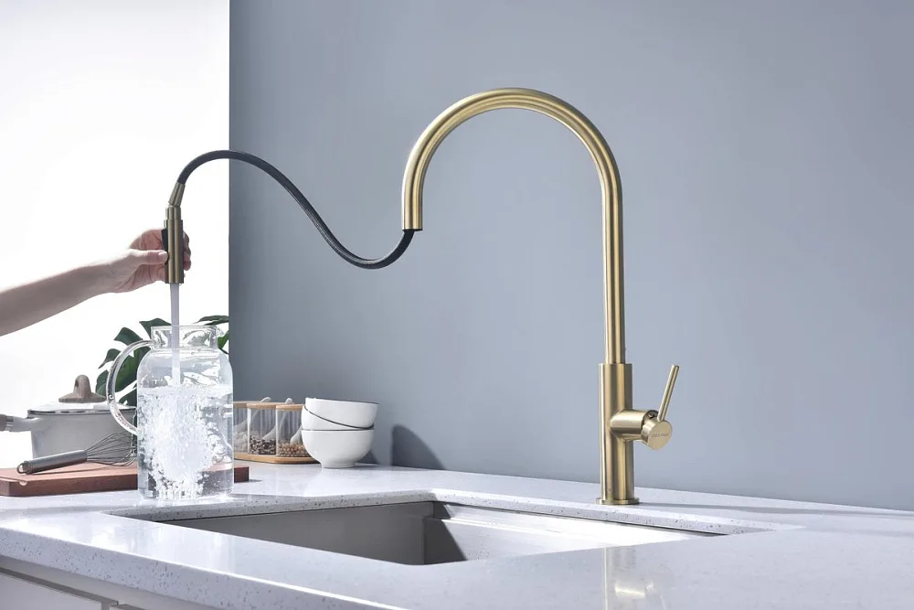 Смеситель для кухни Paulmark Senso Se215180-SBG светлое брашированное золото Sancos — официальный сайт