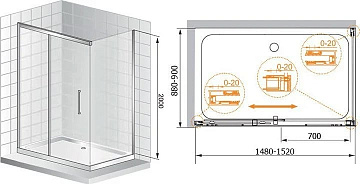 Душевой уголок Cezares Premier Soft W AH1 150/90 C Cr IV