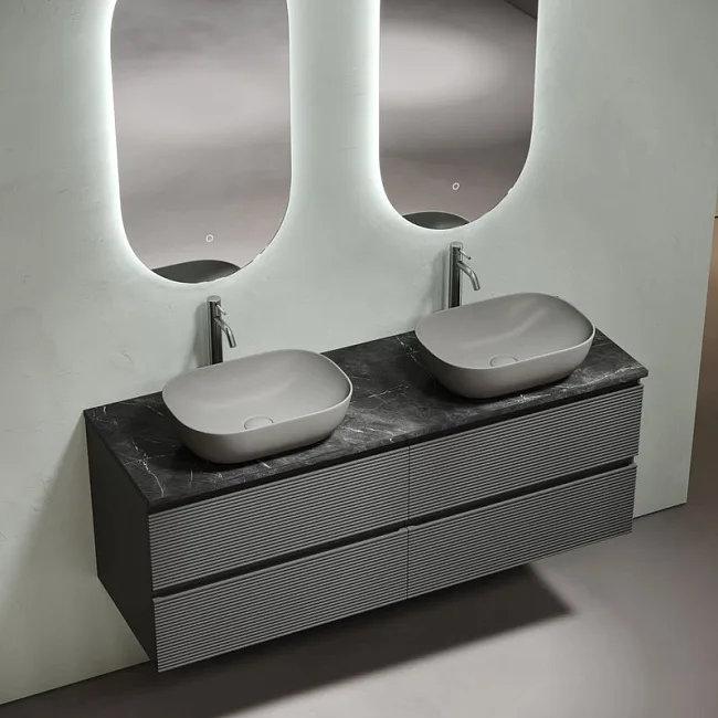 Столешница в ванную под раковину, из керамогранита Sancos Black Sky 140х46 c отверстием под смесител Sancos — Оригинал