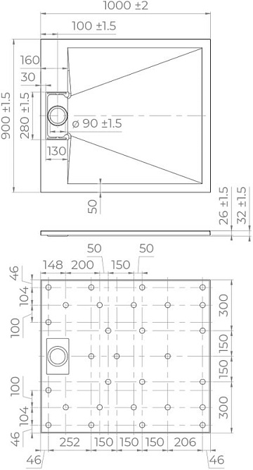 Поддон для душа RGW TUS W 100x90