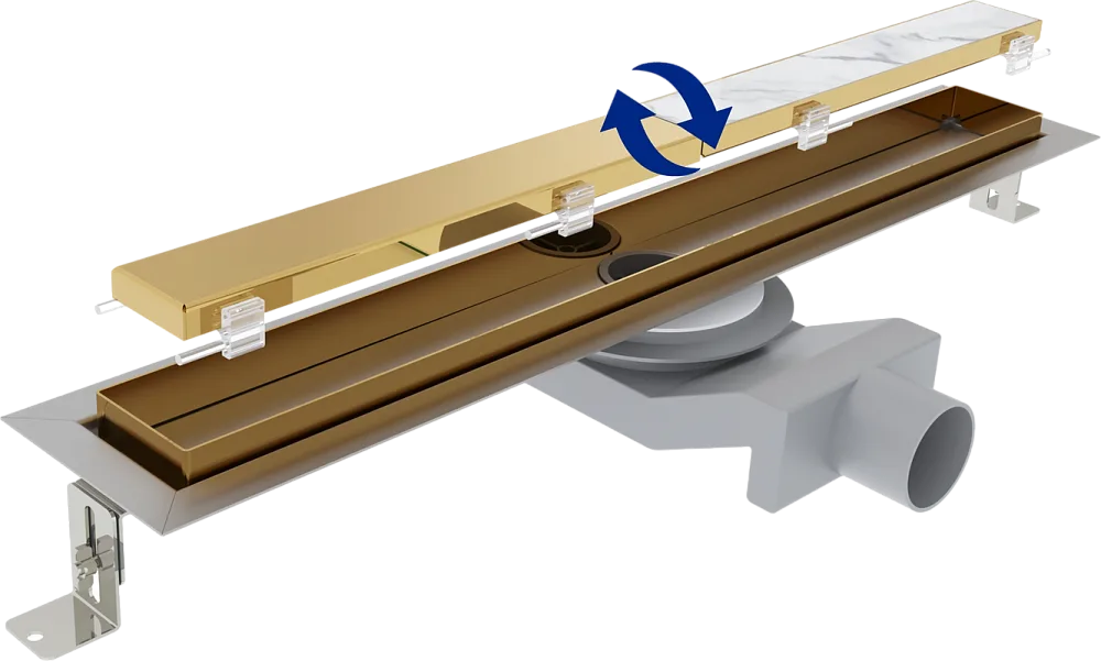 Душевой трап (лоток) Plumberia Selection PST In-Tile 70 см, золото 24К Sancos — официальный сайт