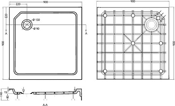 Поддон для душа Cezares Tray SMC TRAY-SMC-A-90-550-150-W 90x90, с сифоном