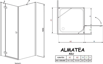 Душевой уголок Radaway Almatea KDJ 120x80 прозрачное стекло L