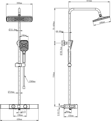 Душевая стойка Wonzon & Woghand Shelf WW-B3552-MW, матовая белая