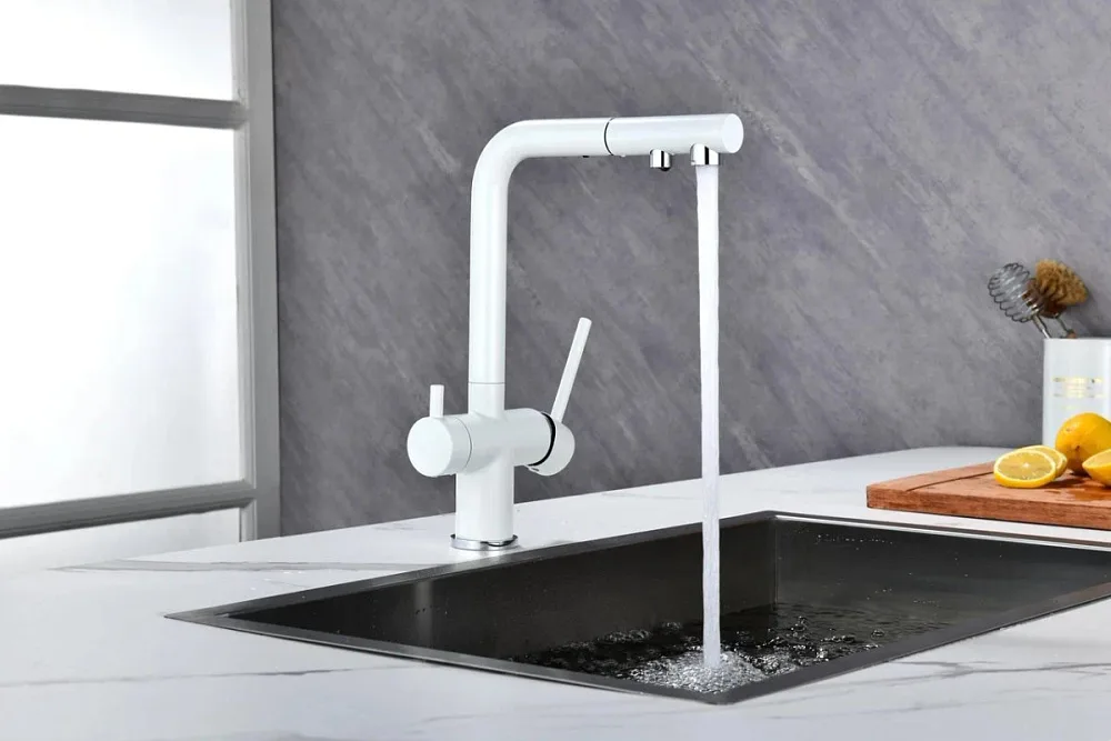 Смеситель для кухни Paulmark Serpentine Se213222-WH белый матовый Sancos — официальный сайт