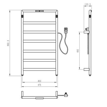 Полотенцесушитель электрический Wonzon & Woghand WW-A6016-BR брашированный никель